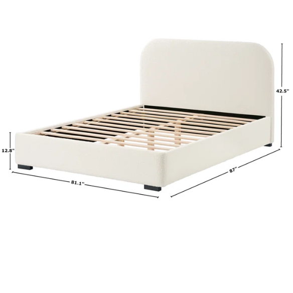 Bouclé Platform Bed with Arched Headboard – Modern Design, Easy Assembly, and Superior Comfort for King Size