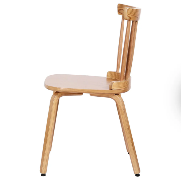 Solid Wood Slat Back Windsor Dining Chairs (Set of 2) – Sturdy, Eco-Friendly Construction with Ergonomic Backrest & Adjustable Foot Pads