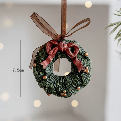 Retro Red Bow and Garland Christmas Ornament – Classic Festive Holiday Décor
