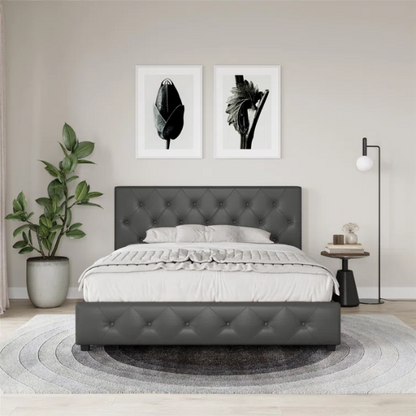 Luxurious Faux Leather Platform Bed – Full Double Size with Sleek Modern Design
