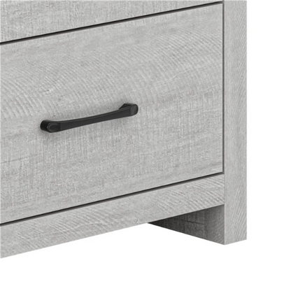 Modern 6-Drawer Double Dresser with Flared Feet and Sleek Black Metal Handles
