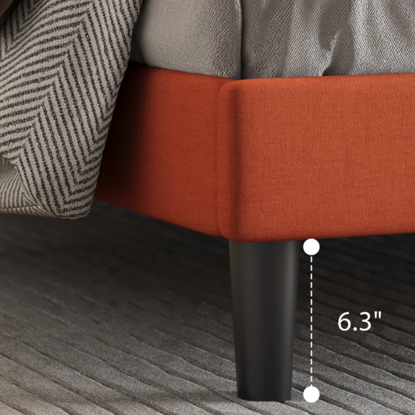 Luxurious King Size Upholstered Platform Bed with Deluxe Wingback Headboard – Soft Velvet and Linen Blend Upholstery, Sturdy Solid Wood Frame, and Modern Minimalist Design for Ultimate Comfort