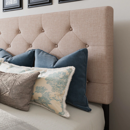 King Size Upholstered Platform Bed with Storage Drawers, Padded Headboard, and Sophisticated Button Tufting