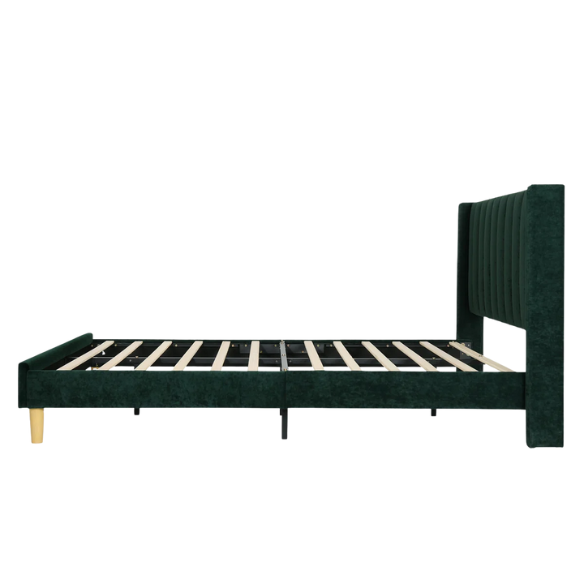 Luxury Corduroy Upholstered King Size Platform Bed Frame - Stylish Modern Wingback Design with Ultimate Comfort