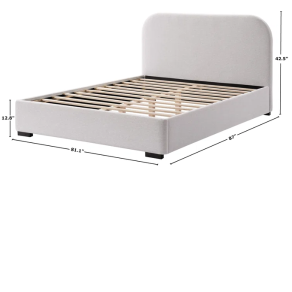 Bouclé Platform Bed with Arched Headboard – Modern Design, Easy Assembly, and Superior Comfort for King Size