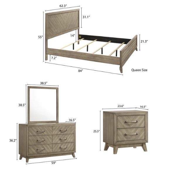 5-Piece Queen Bedroom Set in Taupe - Modern Elegance with Timeless Style and Functionality