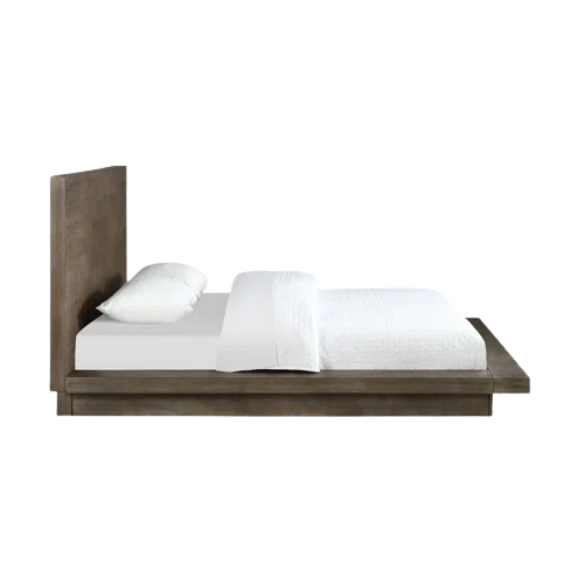Rustic Mountain Retreat: Solid Wood Platform 4-Piece Bedroom Set – Low-Profile Bed, 9-Drawer Dresser, Nightstand, and Optional 5-Drawer Chest, Crafted from Pine Wood with Warm Finish and Natural Grain Variations for Cozy, Casual Elegance