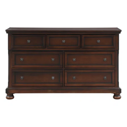 Transitional 3-Piece Queen Platform Bedroom Set with Hidden Storage – Includes Nightstand, Dresser, and Bed with Traditional Bun Feet and Rich Medium Brown Finish