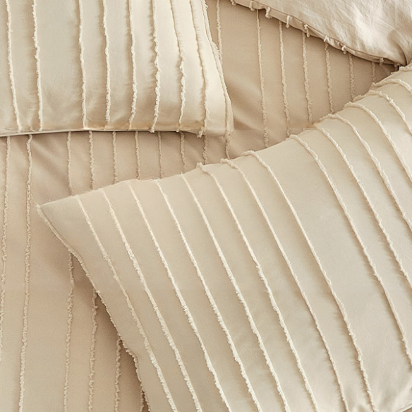 Luxurious Tufted Duvet Cover Set – Queen Size | Striped Textured Boho Bedding | Ultra-Soft Washed Microfiber | 3-Piece Set