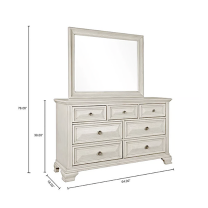5-Piece King Bedroom Set – Solid Wood Construction with Muted Silver Accents, Fluted Pilasters, French Bracket Foot Bases, and Elegant Dovetail Drawer Detailing for Timeless Sophistication