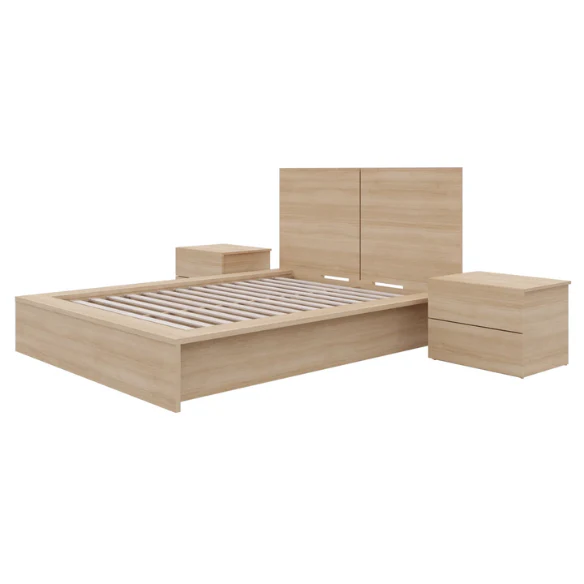 Modern 4-Piece Queen Bedroom Set with Platform Bed, Headboard, and 2 Drawer Nightstands