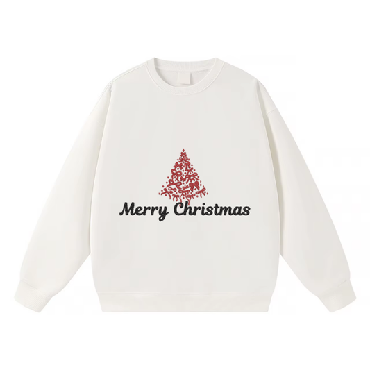 Embroidered Merry Christmas Bow Tree Sweater