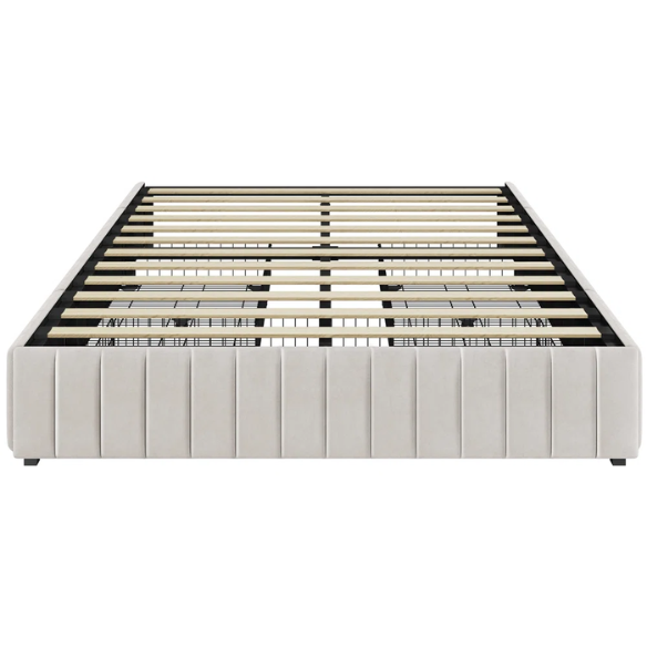 King Size Upholstered Platform Storage Bed with Velvet Fabric, Channel-Tufted Accents, and Built-In Drawers for Extra Storage