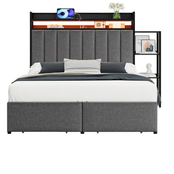 Luxurious 3-Piece Queen Bedroom Set with Gem-Inspired Tufted Button Headboard, Upholstered Platform Bed & 2 Elegant Nightstands
