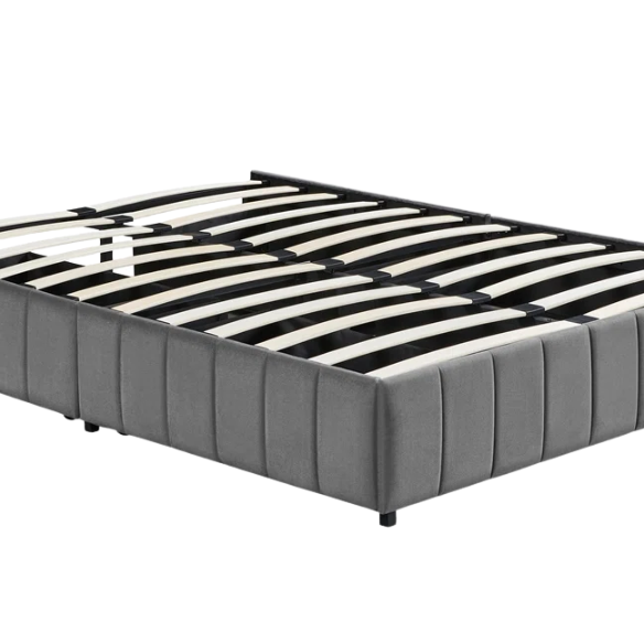 King Size Upholstered Platform Storage Bed with Velvet Fabric, Channel-Tufted Accents, and Built-In Drawers for Extra Storage