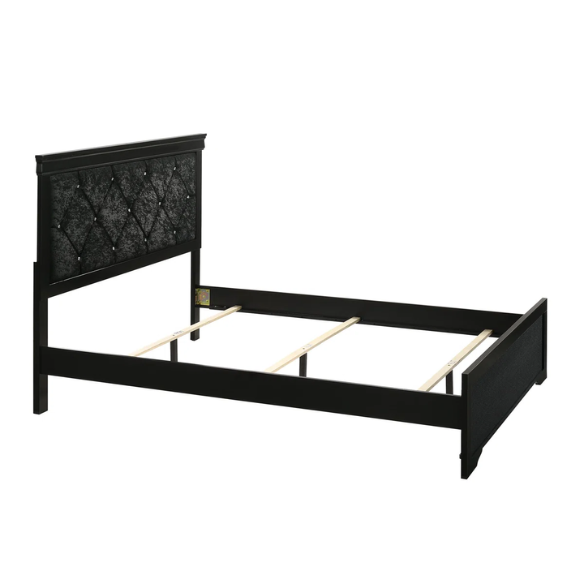 Luxurious 5-Piece Full Double Size Bedroom Set – Diamond Tufted Velvet Headboard with Wooden Trim and Elegant Button Detailing