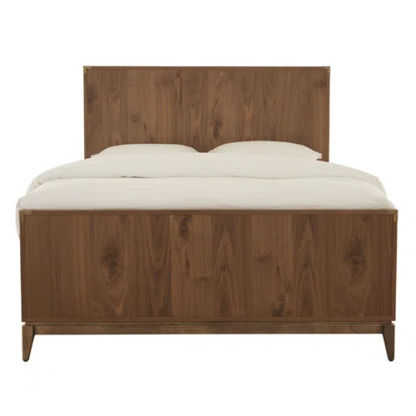 Timeless Traditional Solid Wood 3-Piece Configurable Bedroom Set in Natural Walnut with Sleek Panel Bed, 2-Drawer Nightstand, and 6-Drawer Dresser for Effortless Style and Organization