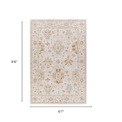 Elegant Oriental Rug – Stain-Resistant, High-Low Pile, Machine Woven with Fringed Detailing