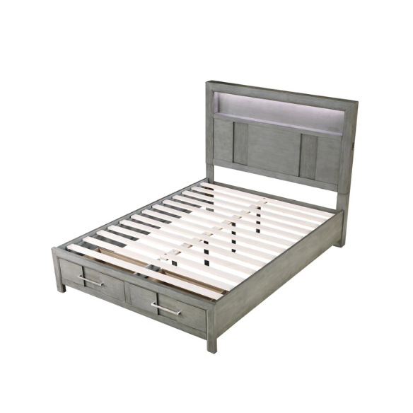 Elegant Platform Storage 4-Piece Queen Bedroom Set – Timeless Design with Modern Functionality, Includes Bed, Dresser, Mirror, and Nightstand