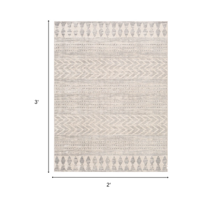 Southwestern-Inspired Geometric Rug – Gray Diamond, Chevron & Dot Patterns on Off-White, Stain-Resistant, Perfect for High-Traffic Areas