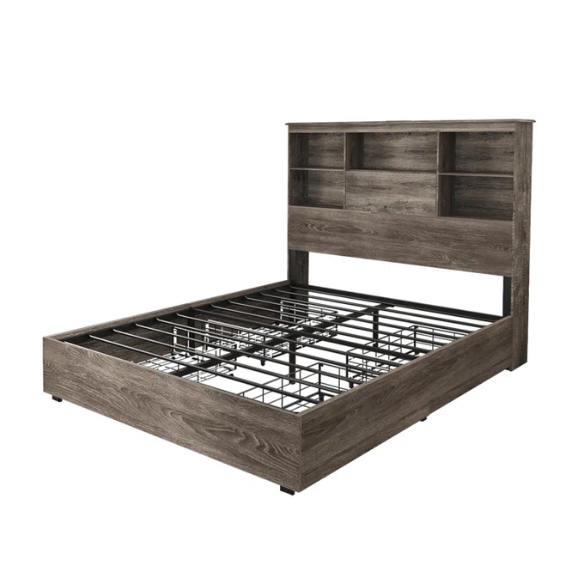 Innovative LED Bookcase Bed – Full/Double Size with Built-In Storage, Sleek Design, and LED Lighting for Modern Living