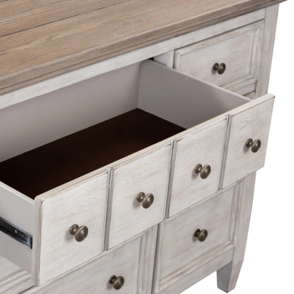 Transform Your Farmhouse Bedroom with the Queen Panel Bed, Dresser, Mirror, and Chest Set – Featuring Rustic Charm and Elegant Storage