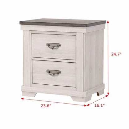 Luxurious Rustic Solid Wood 5-Piece Twin Bedroom Set: Cream & Brown Panel Bed, Dresser, Mirror, Nightstand, and Chest