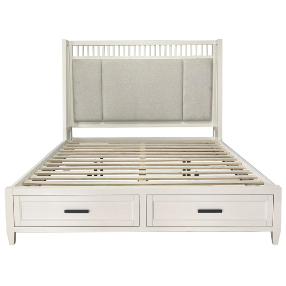 Timeless Craftsman-Inspired 5-Piece Queen Bedroom Set – Includes Storage Bed, 2 Nightstands, Dresser with Mirror, and Chest in Hand-Painted Cotton Finish