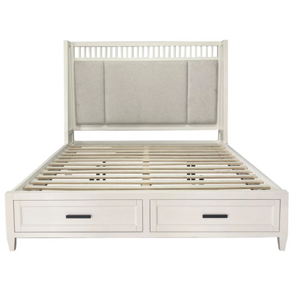 Timeless Craftsman-Inspired 5-Piece Queen Bedroom Set – Includes Storage Bed, 2 Nightstands, Dresser with Mirror, and Chest in Hand-Painted Cotton Finish
