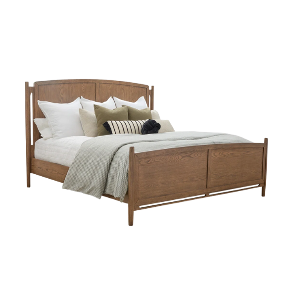 4-Piece Queen Bedroom Set with Panel Bed, 2 Nightstands, and Chest – Medium Brown Oak Finish