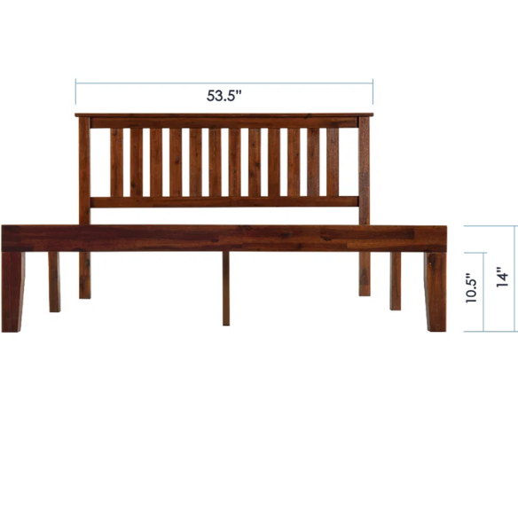 Durable Solid Wood Slat Bed – Full/Double Size with Timeless Design and Sturdy Construction