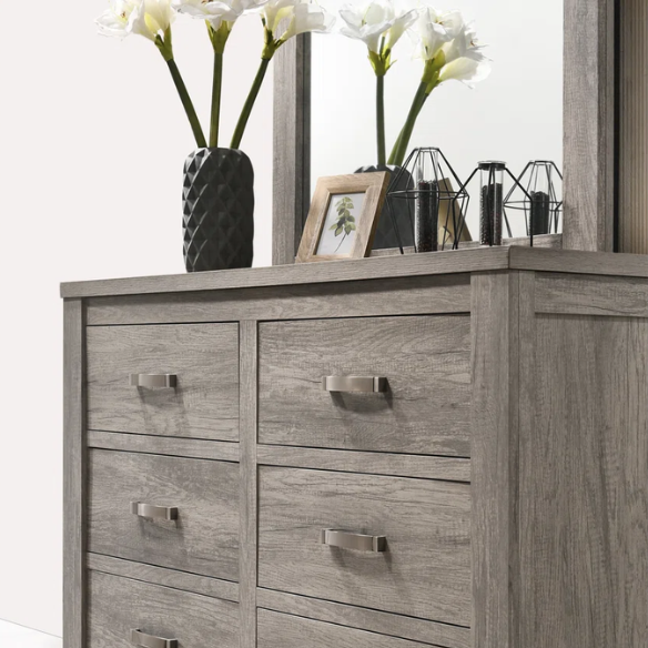 Standard Charming Weathered Grey 5-Piece Queen Bedroom Set in Solid Wood – Elegant, Durable, and Timeless