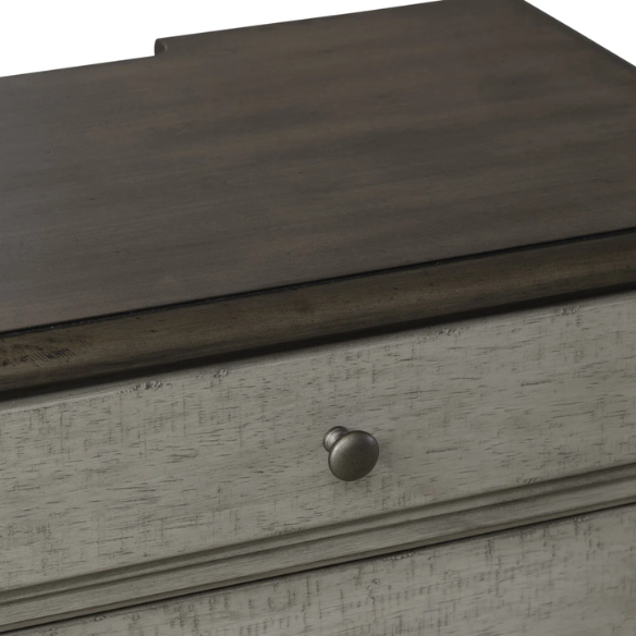 Farmhouse-Inspired Queen Bedroom Set  Panel Bed, Dresser, Mirror, and Nightstand with Built-in Charging Station