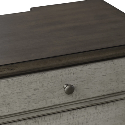 Farmhouse-Inspired Queen Bedroom Set  Panel Bed, Dresser, Mirror, and Nightstand with Built-in Charging Station
