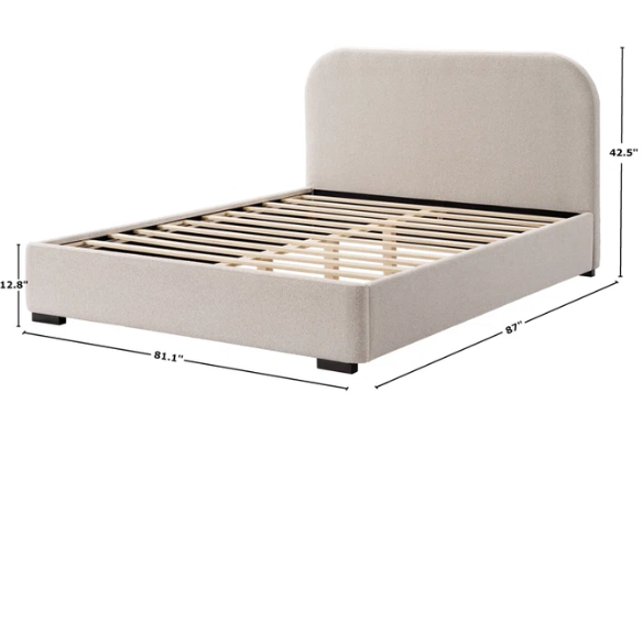 Bouclé Platform Bed with Arched Headboard – Modern Design, Easy Assembly, and Superior Comfort for King Size