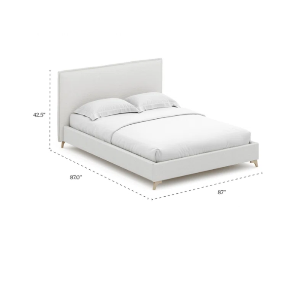 Luxurious King Size Flange-Edge Bouclé Bed Frame with Padded Headboard – Soft, Textured Fabric, Solid Wood Support