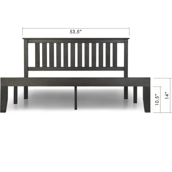 Durable Solid Wood Slat Bed – Full/Double Size with Timeless Design and Sturdy Construction