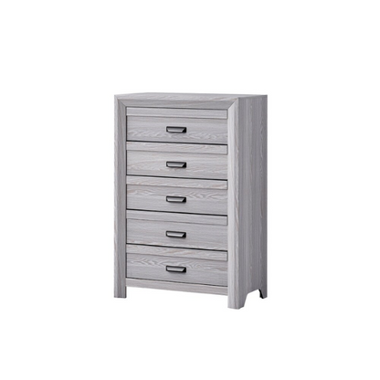 Contemporary Gray Panel Queen Bedroom Set – Bed, Dresser, Mirror & Nightstand