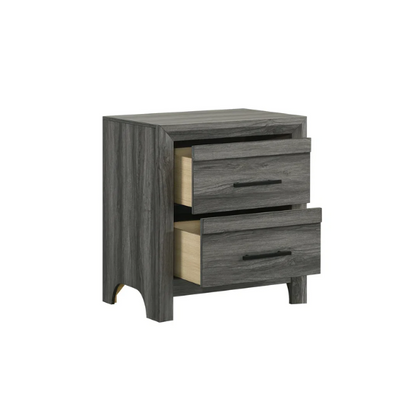 Stylish Dark Grey Wooden 5-Piece Twin Bedroom Set: Luxurious Rustic Solid Wood Design