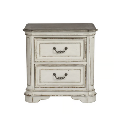 Upholstered Bed, Dresser, Mirror, and Nightstand Set in Antique White – Timeless Elegance, Refined Craftsmanship, and Distinctive Style