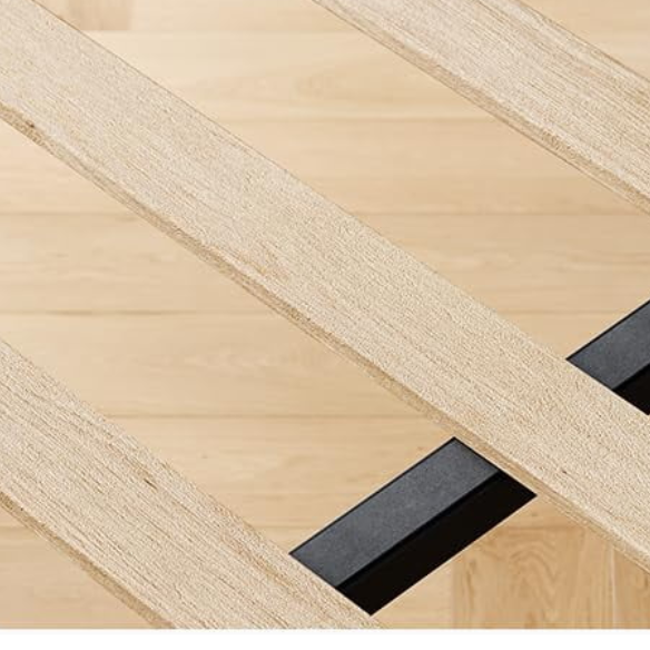 Soft Linen Fabric Upholstered Platform Bed – Double Size with Four Built-In Storage Drawers for Space-Saving & Style