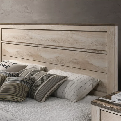 Rustic and Refined 6-Piece Contemporary Driftwood King Bedroom Set with Dovetail Construction and Antique-Inspired Distressed Finish