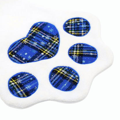 Blue Plaid Paw Christmas Stocking – Festive Holiday Decor & Gift Holder for Pets