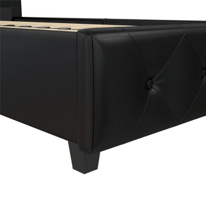 Luxurious Faux Leather Platform Bed – Full Double Size with Sleek Modern Design