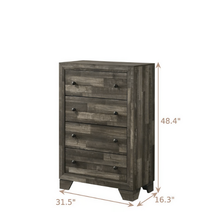Rustic Gray 6-Piece Stone Platform Bedroom Set with Distressed Wood Finish for a Charming, Modern Look