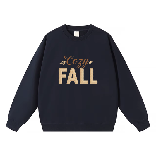Cozy FALL Sweatshirt with Cursive and Gold Block Lettering