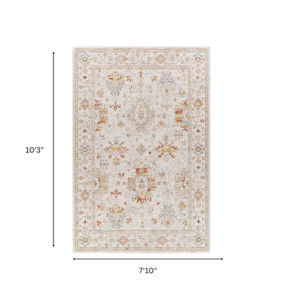 Elegant Oriental Rug – Stain-Resistant, High-Low Pile, Machine Woven with Fringed Detailing