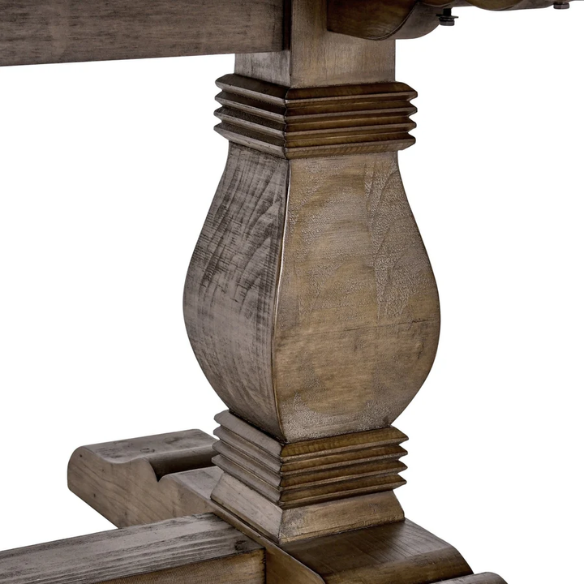Reclaimed Pine Wood Dining Table – Rustic, Hand-Finished with Weathered Brown Finish, Sturdy and Unique Design