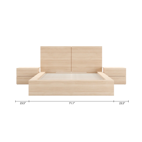Modern 4-Piece Queen Bedroom Set with Platform Bed, Headboard, and 2 Drawer Nightstands