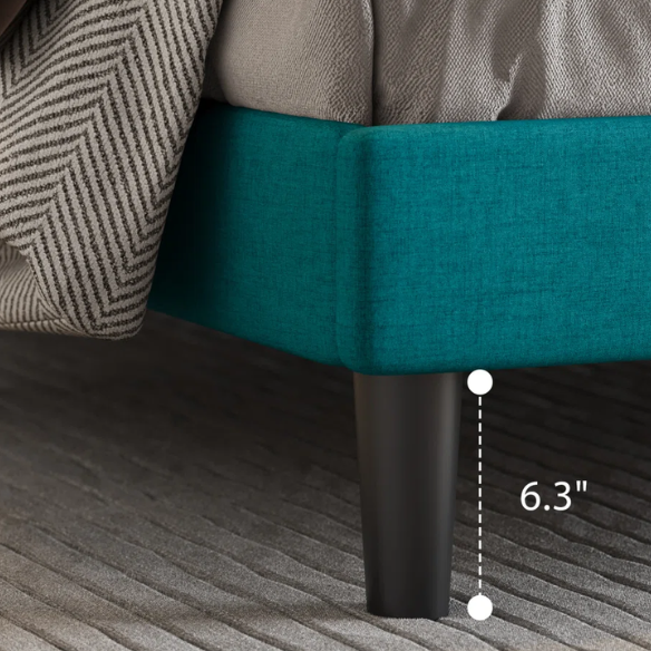 Luxurious King Size Upholstered Platform Bed with Deluxe Wingback Headboard – Soft Velvet and Linen Blend Upholstery, Sturdy Solid Wood Frame, and Modern Minimalist Design for Ultimate Comfort